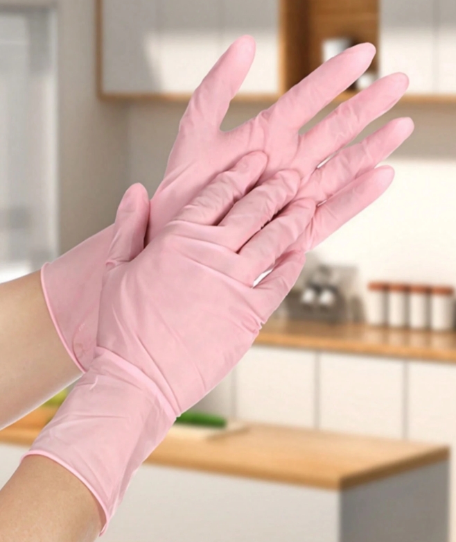 100 pièces Gants jetables en nitrile vert clair, sans poudre