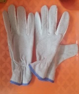 Gant cuir fleur bordure bleue